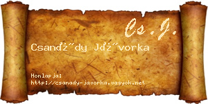 Csanády Jávorka névjegykártya
